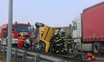 Camion răsturnat la Cluj