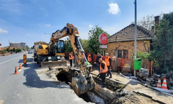 Conducta de apă spartă în Florești, Cluj, pe DN1