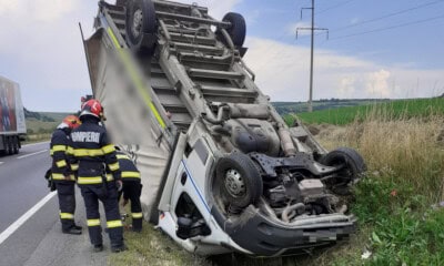 Camion răsturnat la Cluj